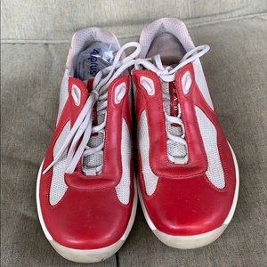 Red and White Prada Arenas used good condition